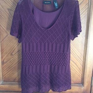 Wine/burgundy open crochet top with camisole